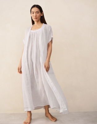 Linen Gauze Short Sleeve Robe