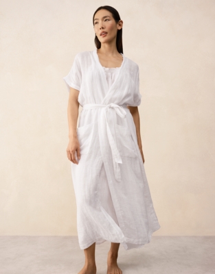 Linen Gauze Short Sleeve Robe