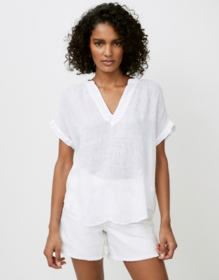 Linen Gauze Short-Sleeve Top | Tops & T-Shirts | The White Company UK