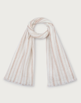 Linen Gauze Striped Blanket Scarf
