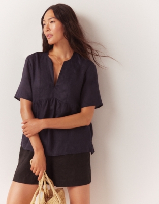 Linen Gauze VNeck Blouse Tops & Blouses The White Company US