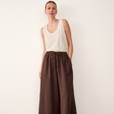 Linen Gauze Wide Leg Beach Trousers