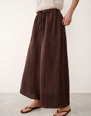 Linen Gauze Wide Leg Beach Trousers