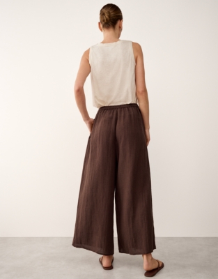 Linen Gauze Wide Leg Beach Trousers
