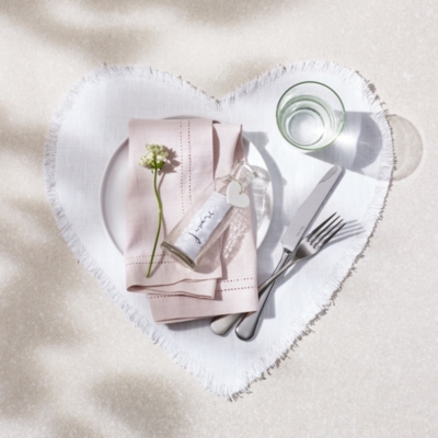 Linen Heart Placemats Set of 2 Home Accessories Sale The White Company UK