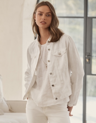 White linen outlet jackets womens