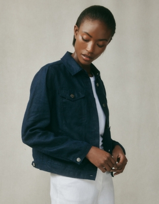 Linen jean outlet jacket womens