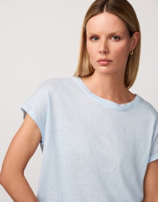 Linen Jersey Button Back Top