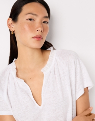Linen Jersey Frill Detail Blouse