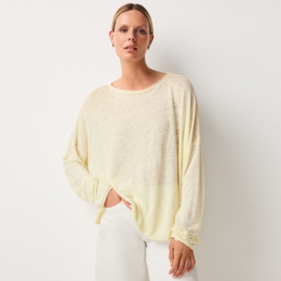 Linen Jersey Long Sleeve Drapey Top