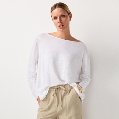 Linen Jersey Long Sleeve Drapey Top