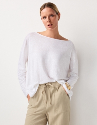 Linen Jersey Long Sleeve Drapey Top