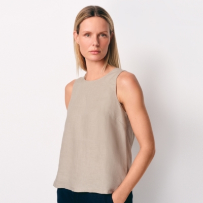 Linen Jersey Tie Back Sleeveless Top