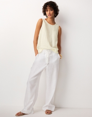 Linen Jersey Tie Back Sleeveless Top - Lemon