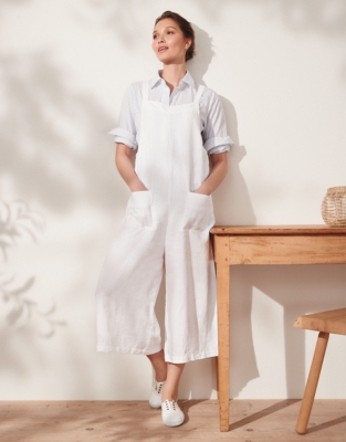 white linen jumpsuit