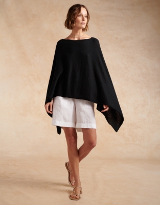 Linen Knit Poncho Sweaters & Cardigans The White Company US