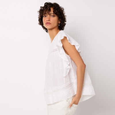 Linen Lace Insert Blouse