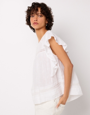 Linen Lace Insert Blouse