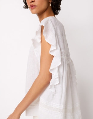 Linen Lace Insert Blouse