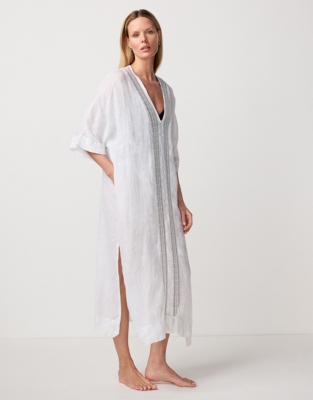 Linen Lace Insert Kaftan