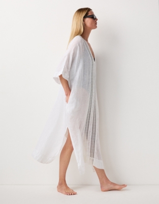 Linen Lace Insert Kaftan