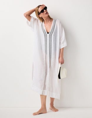 Linen Lace Insert Kaftan