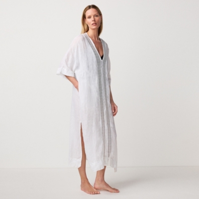 Linen Lace Insert Maxi Kaftan