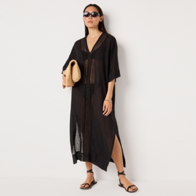 Linen Lace Insert Maxi Kaftan