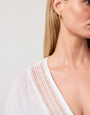 Linen Lace Insert Maxi Kaftan