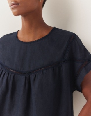 Linen Ladder Insert Blouse