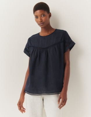 Linen Ladder Insert Blouse