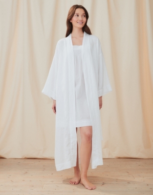 Linen Long Lightweight Robe Robes & Dressing Gowns The White Company US