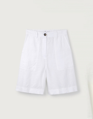 Linen Longline Short - White