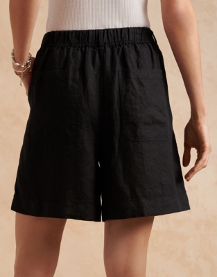 Linen Longline Short - Black