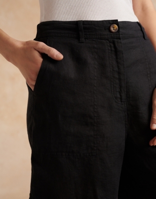 Linen Longline Short - Black