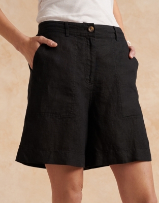 Linen Longline Short - Black