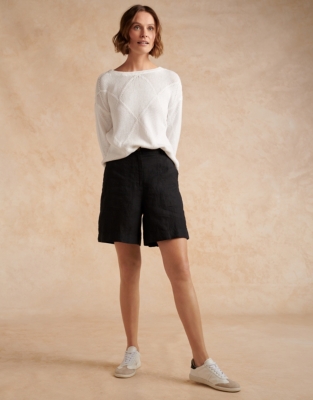 Linen Longline Short - Black