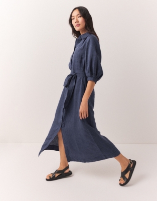 Linen maxi 2025 shirt dress