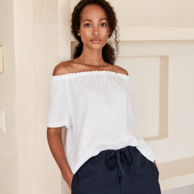 linen cold shoulder top