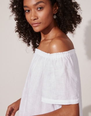 Linen Off-The-Shoulder Top | Clothing Sale | The White Company UK