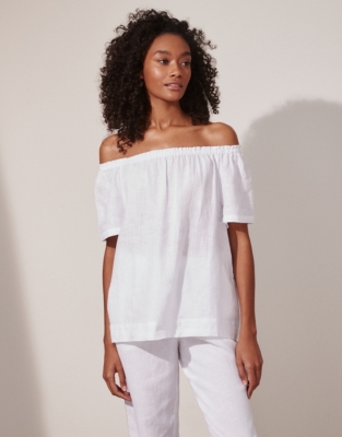 Linen Off-The-Shoulder Top | Clothing Sale | The White Company UK