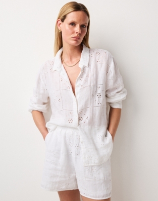 Linen Patchwork Broderie Shirt