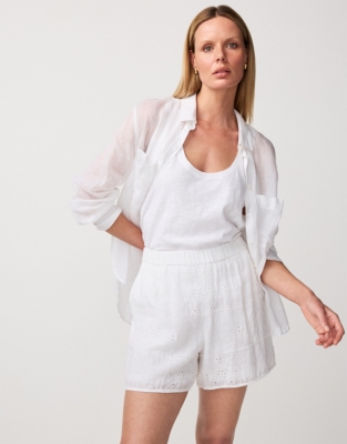 Linen Patchwork Broderie Short