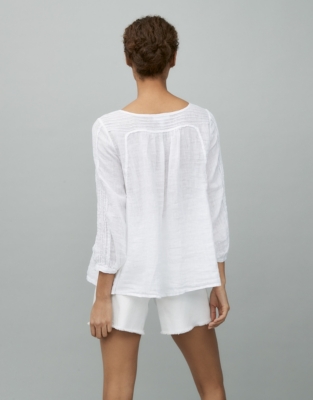 Linen Pintuck Gauze Top Women's Tops The White Company US