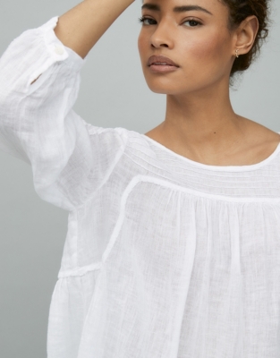 Linen Pintuck Gauze Top Women's Tops The White Company US