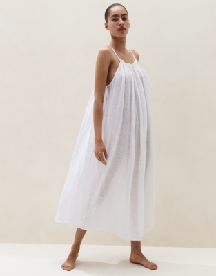 Linen Pleat Detail Midi Nightie