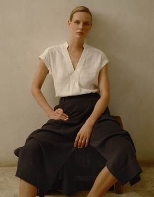 Linen Pop Over Blouse