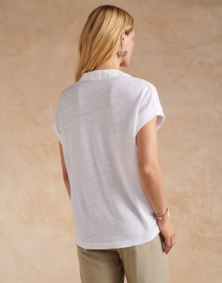 Linen Pop Over Shirt - White