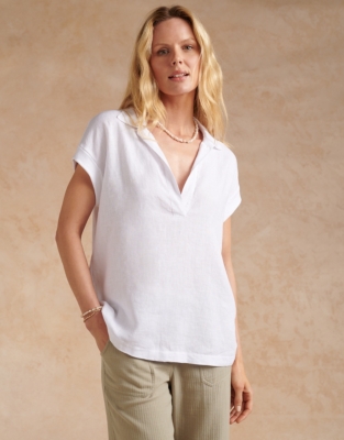 Linen Pop Over Shirt - White