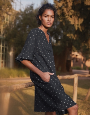 Linen Printed Dress Dresses & Skirts The White Company US